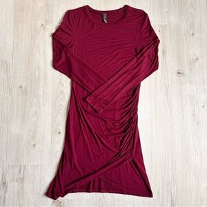 Alya Dark Red Long Sleeve Dress